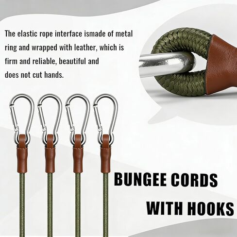 2PCS Elastic Bungee Rope with Carabiner Hooks, Heavy Duty Flexible Stretch Cord, Durable Tie Down Rope for Camping, Luggage, Cargo & Outdoor Use in Kuwait