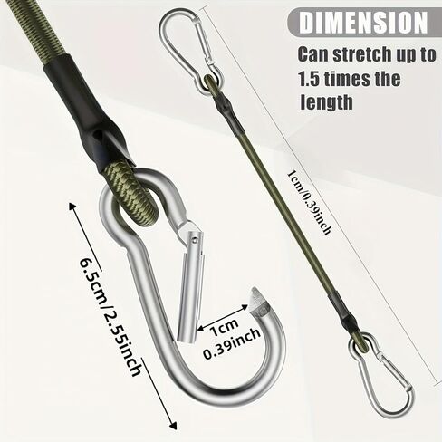 2PCS Elastic Bungee Rope with Carabiner Hooks, Heavy Duty Flexible Stretch Cord, Durable Tie Down Rope for Camping, Luggage, Cargo & Outdoor Use in Kuwait