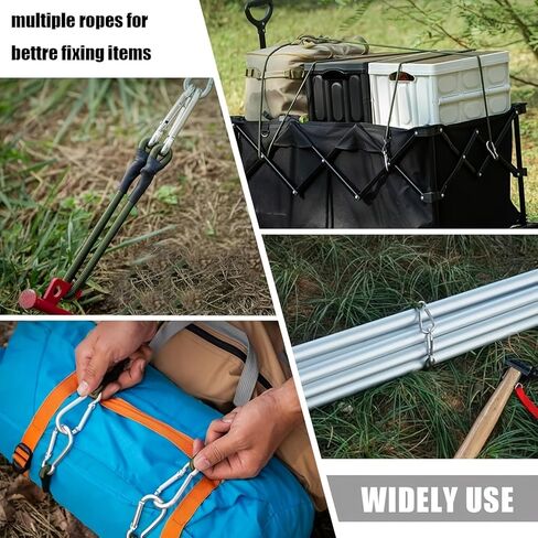 2PCS Elastic Bungee Rope with Carabiner Hooks, Heavy Duty Flexible Stretch Cord, Durable Tie Down Rope for Camping, Luggage, Cargo & Outdoor Use in Kuwait