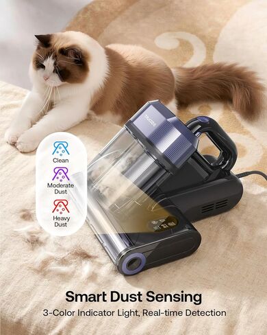 Mattress Vacuum Cleaner with 275nm UV-C Light & 149℉ Heat, 16Kpa Powerful Suction Bed Vacuum for Pet Hair & Dander, Smart Dust Sensor, Anion & Aromatherapy, Corded for Bed, Sofa, Couch, Purple in Saudi Arabia