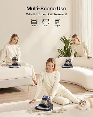 Mattress Vacuum Cleaner with 275nm UV-C Light & 149℉ Heat, 16Kpa Powerful Suction Bed Vacuum for Pet Hair & Dander, Smart Dust Sensor, Anion & Aromatherapy, Corded for Bed, Sofa, Couch, Purple in Saudi Arabia