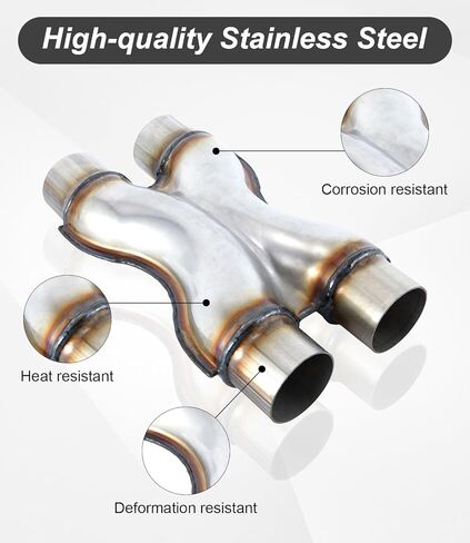 X Exhaust Pipe 2.5" Inlet/Outlet, Universal 12" Long Stainless Steel Crossover X Exhaust Tip Pipe in Saudi Arabia