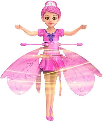 HENRYZH Remote Control Flying Doll Hand Gesture Sensing Flying Device Dancing Robot Princess with Crystal Wings 360 ° Free Rotating Robot Toy (Pink) in Saudi Arabia