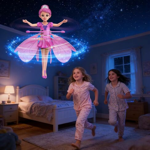 HENRYZH Remote Control Flying Doll Hand Gesture Sensing Flying Device Dancing Robot Princess with Crystal Wings 360 ° Free Rotating Robot Toy (Pink) in Saudi Arabia