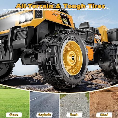24V 2 Seater Ride On Dump Truck with Electric Dump Bed, Shovel, Toolbox, 4x100W Powerful Motors, Max 4.5Mph, Parent Remote, All-Terrain Tires, Ride on Car for Kids Ages 3-8, 132Lbs Load, Yellow in Kuwait