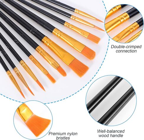 Acrylic Paint Brushes Set, 30 Pcs (3×10 Pack) Nylon Hair Artist Paint Brushes for Acrylic, Watercolor & Oil, Fine Detailing for Canvas, Rock & Nail Art (Black) in Saudi Arabia