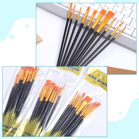 Acrylic Paint Brushes Set, 30 Pcs (3×10 Pack) Nylon Hair Artist Paint Brushes for Acrylic, Watercolor & Oil, Fine Detailing for Canvas, Rock & Nail Art (Black) in Saudi Arabia