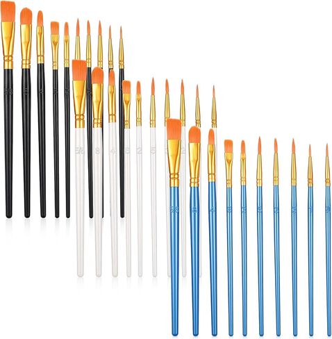Acrylic Paint Brushes Set, 30 Pcs (3×10 Pack) Nylon Hair Artist Paint Brushes for Acrylic, Watercolor & Oil, Fine Detailing for Canvas, Rock & Nail Art (Black) in Saudi Arabia