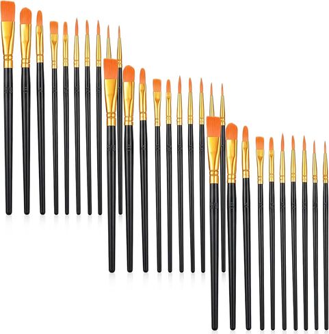 Acrylic Paint Brushes Set, 30 Pcs (3×10 Pack) Nylon Hair Artist Paint Brushes for Acrylic, Watercolor & Oil, Fine Detailing for Canvas, Rock & Nail Art (Black) in Saudi Arabia
