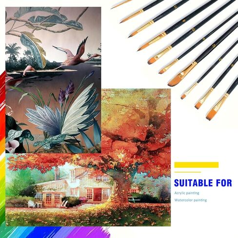 Paint Brush Set with Palette,12 Pieces Acrylic Paintbrush,Perfect for Watercolor,Oil,Acrylic Painting Art in Kuwait