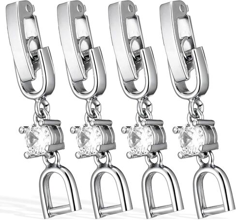 Jeffdad 4 Pcs Silver Bracelet Extender, Fold Over Necklace Extender Clasp Necklace Stacker Clasp Foldover Clip Link Extensions Jewelry Clasps for DIY Crafts Jewelry Making in Kuwait