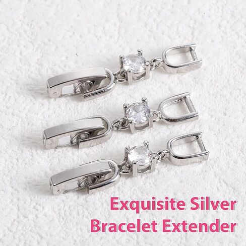 Jeffdad 4 Pcs Silver Bracelet Extender, Fold Over Necklace Extender Clasp Necklace Stacker Clasp Foldover Clip Link Extensions Jewelry Clasps for DIY Crafts Jewelry Making in Kuwait