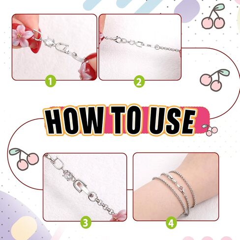 Jeffdad 4 Pcs Silver Bracelet Extender, Fold Over Necklace Extender Clasp Necklace Stacker Clasp Foldover Clip Link Extensions Jewelry Clasps for DIY Crafts Jewelry Making in Kuwait