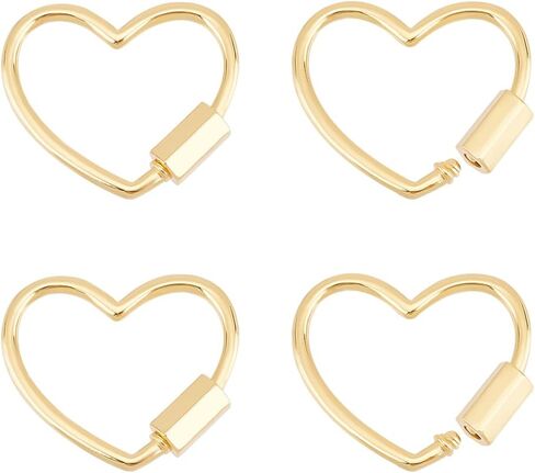 UNICRAFTALE 4Pcs Metal Screw Carabiner Real 18K Gold Plated Heart Lock Clasps 18.5mm Long Hollow Hoop Core Small Key Chain Hook Clasp Connector for Jewelry Making Accessories in Kuwait