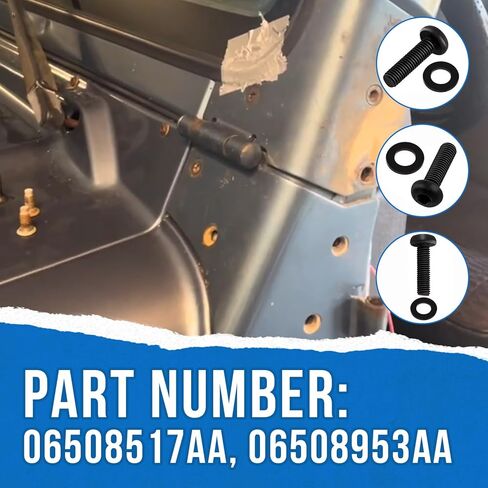 12Pcs 06508517AA WindShield Frame & Hinge Bolts with Washers (M8 x 1.25) Compatible with 2007 2008 2009 2010 2011 2012 2013 2014 2015 2016 2017 Jeep Wrangler JK, Replace 06508953AA in Kuwait