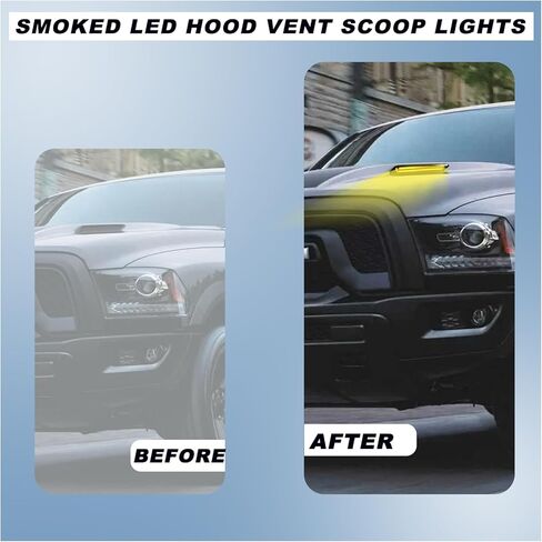 LED Hood Vent Lights for Ram 1500 (2010-2018) & Ram 1500 Classic (2019-2022) - Direct Replacement Hood Air Flow Vent Grille Lamp with White DRL & Sequential Amber Turn Signals 2-Piece Set in Kuwait