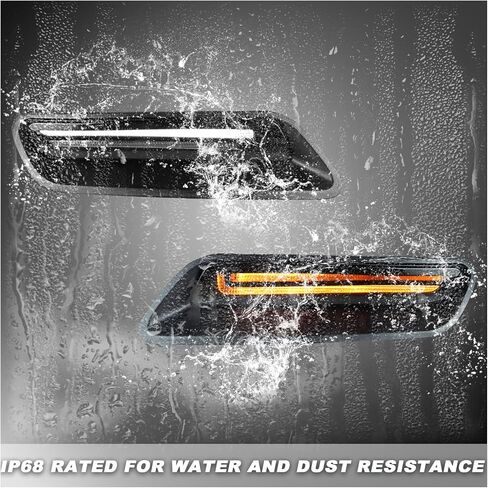 LED Hood Vent Lights for Ram 1500 (2010-2018) & Ram 1500 Classic (2019-2022) - Direct Replacement Hood Air Flow Vent Grille Lamp with White DRL & Sequential Amber Turn Signals 2-Piece Set in Kuwait