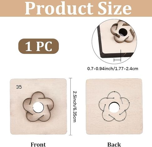 Flower Leather Cutting Die Metal Iron Cutter 35mm Flowers Ball Shapes Floral Template Moulds Die Punching Stamping Tool with Smooth Wooden Base for DIY Crafts Leathercraft in Kuwait