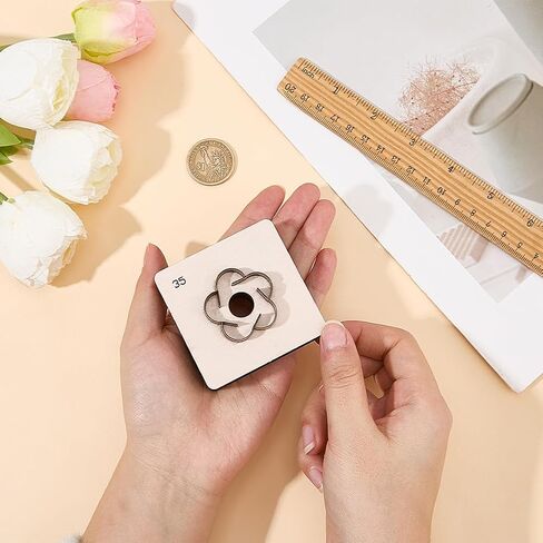 Flower Leather Cutting Die Metal Iron Cutter 35mm Flowers Ball Shapes Floral Template Moulds Die Punching Stamping Tool with Smooth Wooden Base for DIY Crafts Leathercraft in Kuwait