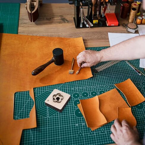 Flower Leather Cutting Die Metal Iron Cutter 35mm Flowers Ball Shapes Floral Template Moulds Die Punching Stamping Tool with Smooth Wooden Base for DIY Crafts Leathercraft in Kuwait