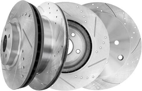 PM Auto Set of 4 Front 320mm-Rear 308mm Drilled Slotted Brake Disc Rotors Compatible With 2015-2020 Nissan Pathfinder 5 Stud Wheel in Kuwait