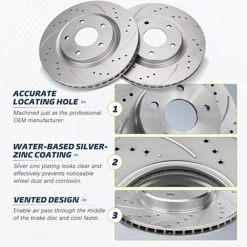 Front Brake Rotors Compatible with 2010 Buick Allure, 2010 2011 2012 2013 2014-2016 Lacrosse, Regal Chevy Equinox Impala Malibu Limited GMC Terrain Saab 9-5, Drilled Slotted Brakes 12.64" Rotor in Saudi Arabia