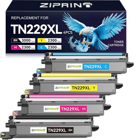 ZIPRINT TN229XL Toner Cartridges 4 Pack Compatible Replacement for Brother MFC-L3780CDW Toner Cartridges MFC-L3720CDW HL-L3280CDW HL-L3220CDW HL-L3300CDW HL-L3295CDW Printer (TN229XLBK/C/M/Y) in Saudi Arabia