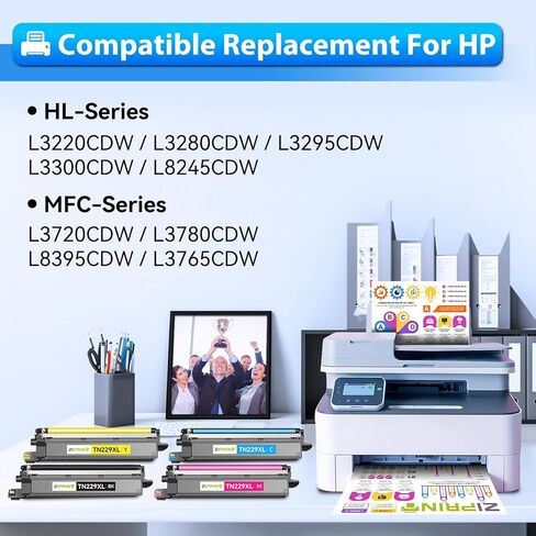 ZIPRINT TN229XL Toner Cartridges 4 Pack Compatible Replacement for Brother MFC-L3780CDW Toner Cartridges MFC-L3720CDW HL-L3280CDW HL-L3220CDW HL-L3300CDW HL-L3295CDW Printer (TN229XLBK/C/M/Y) in Saudi Arabia