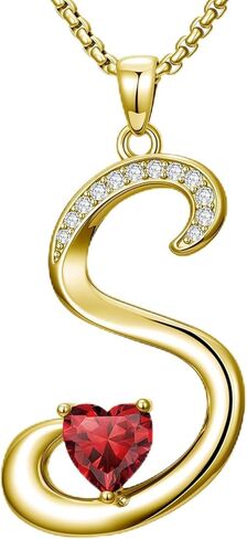 18k Gold Initial Necklaces for Women Simple Alphabets Letters Pendant Necklace with Birthstone Crystal Name Jewelry Christmas Valentine Moterhs Day Birthday Gifts for Women Her Friend in Saudi Arabia