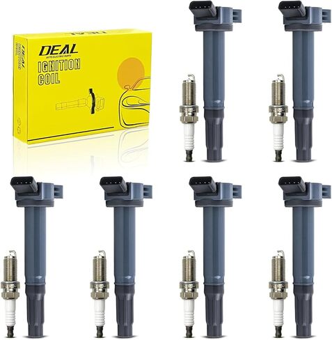 DEAL Set of 6 Ignition Coil Pack + Double Iridium Spark Plugs Compatible With 07-17 Camry 05-18 Avalon 06-12 RAV4 07-16 Sienna 08-16 Highlander 09-16 Venza 07-18 ES350 07-15 RX350 10-15 RX450h 3.5L V6 in Kuwait