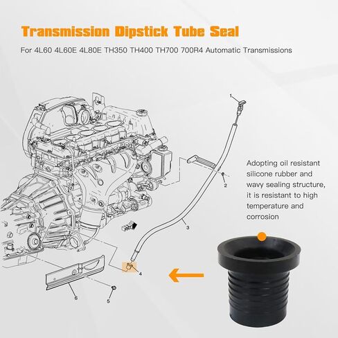 ختم أنبوب مقياس ناقل الحركة، حلقة أنبوبية Trans Dip Stick لـ 4L60 4L60E 4L80E TH350 TH400 TH700 700R4 ناقل الحركة الأوتوماتيكي، مناسب عالمي، إصدار جديد in Saudi Arabia