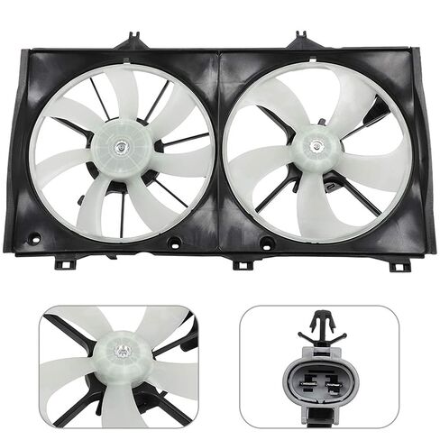 Radiator Cooling Fan Dual Fans 6010195 Compatible with 2010 2011 for Toyota for Camry 2009 2010 2011 2012 2013 2014 2015 2016 for Toyota for Venza Radiator Condenser Fan Assembly Black in Kuwait