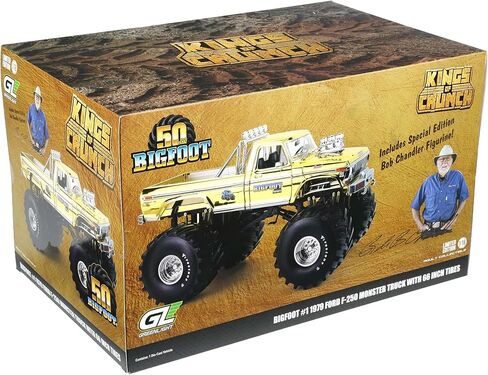 Greenlight 1/18 Gold Chrome Bigfoot #1 الذكرى الخمسين لعام 1979 Ford F-250 Monster Truck مع تمثال Bob Chandler، إصدار محدود، GLT13715 in Kuwait