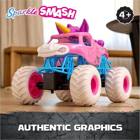 Monster Jam, Official Sparkle Smash Remote Control Vehicle Indoor & Outdoor, 1:15 Scale, 2.4 GHz, Toys for Boys and Girls Ages 4 and Up in Kuwait
