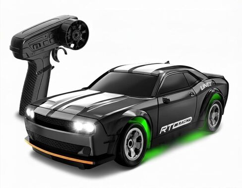 Mini RC Drift Car 1:64 Scale, Remote Control Car with LED Lights & 2-Speed Modes, Upgraded 2.4G Wireless Radio Remote Control for Multi-Users Challenge (Gray) in Kuwait