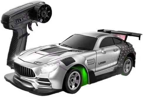 Mini RC Drift Car 1:64 Scale, Remote Control Car with LED Lights & 2-Speed Modes, Upgraded 2.4G Wireless Radio Remote Control for Multi-Users Challenge (Gray) in Kuwait