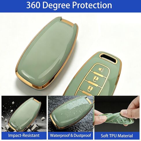 for Nissan Key Fob Cover with Keychain for 2023-2026 Rogue Pathfinder Kicks 2024-2026 Sentra Full Protection Case (Gold-Green, 5 Buttons) in Kuwait