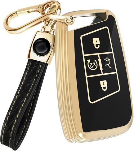 Lucrum متوافق مع غطاء VW Key Fob وسلسلة مفاتيح جلدية، حافظة Keyfob لـ Arteon Atlas Jetta Taos Golf Tiguan Passat in Kuwait