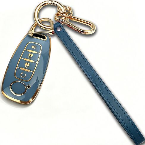 for Nissan Key Fob Cover with Keychain for 2023-2026 Rogue Pathfinder Kicks 2024-2026 Sentra Full Protection Case (Gold-Green, 5 Buttons) in Kuwait