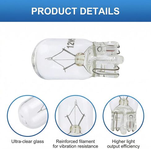 50PCS T10 12V 5W Flat Foot Mini Bulbs, Quartz Glass Automotive Lighting Components, for Vehicle Brake Turn Signal Instrument Width Indicator Lights, Auto Lighting Replacement Accessories in Saudi Arabia