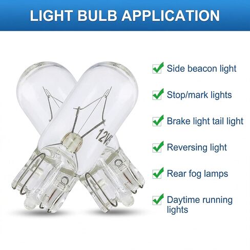 50PCS T10 12V 5W Flat Foot Mini Bulbs, Quartz Glass Automotive Lighting Components, for Vehicle Brake Turn Signal Instrument Width Indicator Lights, Auto Lighting Replacement Accessories in Saudi Arabia