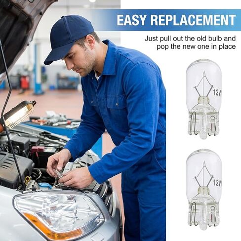 50PCS T10 12V 5W Flat Foot Mini Bulbs, Quartz Glass Automotive Lighting Components, for Vehicle Brake Turn Signal Instrument Width Indicator Lights, Auto Lighting Replacement Accessories in Saudi Arabia