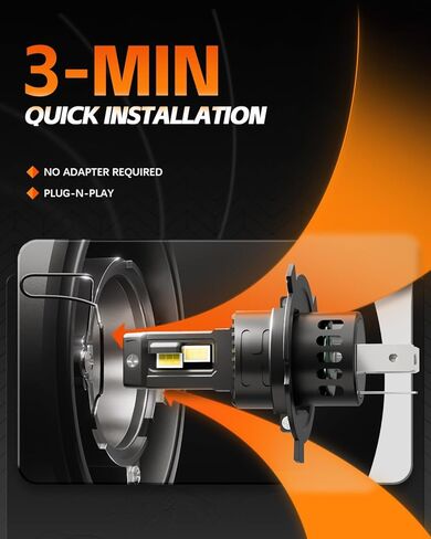 2025 H4/9003/HB2Bulbs Combo، تركيب 3 دقائق مع مروحة تبريد 15000 دورة في الدقيقة، مقاس 1:1 التوصيل والتشغيل، حزمة من 2 (H4/9003/HB2) in Kuwait