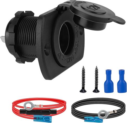 Cigarette Lighter Socket, 12V Car Cigarette Lighter, RV Lighter Socket Power Outlet Socket Replacement with Mounting Plate Wiring Harness Waterproof for Motorcycle, Automotive, Truck, RV, Boat in Kuwait