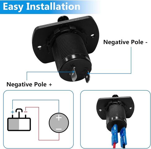 Cigarette Lighter Socket, 12V Car Cigarette Lighter, RV Lighter Socket Power Outlet Socket Replacement with Mounting Plate Wiring Harness Waterproof for Motorcycle, Automotive, Truck, RV, Boat in Kuwait