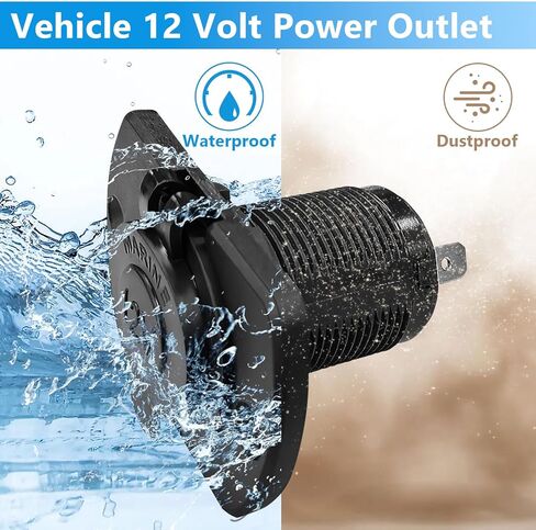 Cigarette Lighter Socket, 12V Car Cigarette Lighter, RV Lighter Socket Power Outlet Socket Replacement with Mounting Plate Wiring Harness Waterproof for Motorcycle, Automotive, Truck, RV, Boat in Kuwait