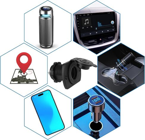 Cigarette Lighter Socket, 12V Car Cigarette Lighter, RV Lighter Socket Power Outlet Socket Replacement with Mounting Plate Wiring Harness Waterproof for Motorcycle, Automotive, Truck, RV, Boat in Kuwait