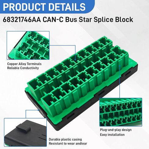 68321746AA CAN-C Buss Star Splice Block Fuse Connector Fit for Jeep Gladiator JT/Wrangler JL 2018-2025, Dodge Ram 1500/2500/3500 2019-2024, Chrysler Voyager/Pacifica 2017-2025, Replace 2-2272352-5 in Saudi Arabia
