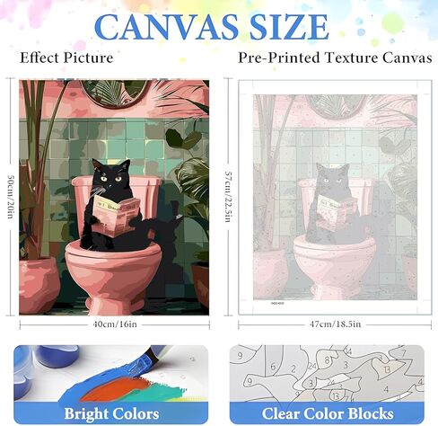 APVZARHT Black Cat Paint by Numbers for Adults, Paint by Numbers Kit on Canvas for Beginners, Painting Set Craft Supplies and Acrylic Paint by Number Kits for Home Wall Decor 16x20 Inch in Kuwait