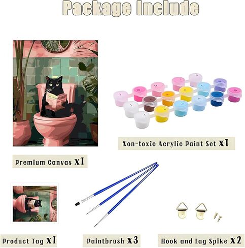 APVZARHT Black Cat Paint by Numbers for Adults, Paint by Numbers Kit on Canvas for Beginners, Painting Set Craft Supplies and Acrylic Paint by Number Kits for Home Wall Decor 16x20 Inch in Kuwait
